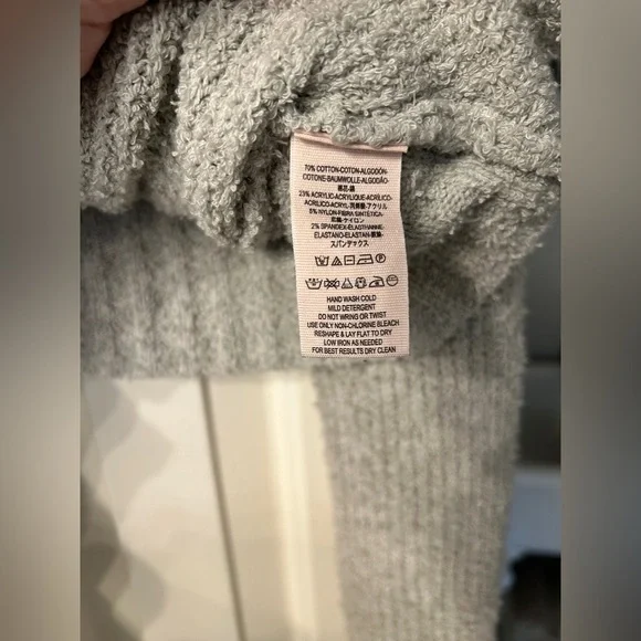 Free People Sensual Wrap Sweater Chunky Ribbed Knit Long Sleeve Grey Large - Picture 8 of 10